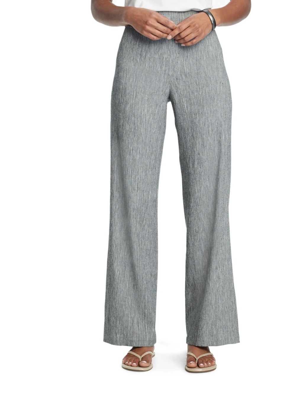 NIC+ZOE Here or There Linen Blend Pants Black Mix Size 16